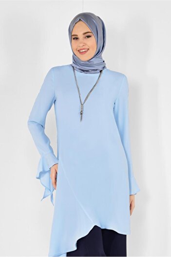Alvina Asymetric Cut Pillise Detail Tunic 4852
