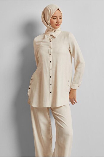 Alvina Linen Effected Trousers Suit 45688