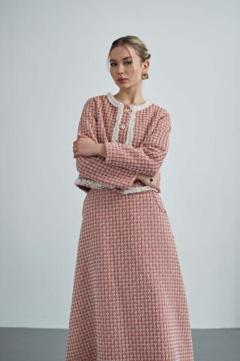 Molly Nelly Women's Lined Tweed Jacket Skirt Hijab Set
