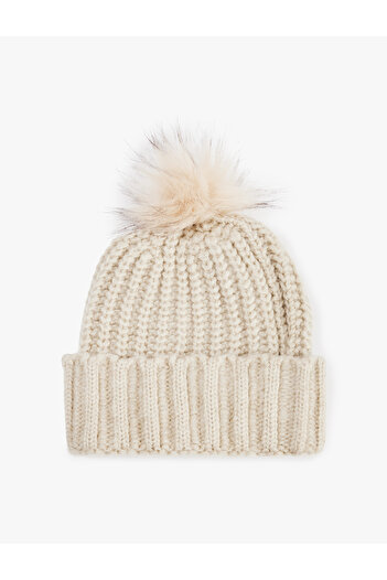Koton Layered Pom Pom Detailed Knitted Beanie