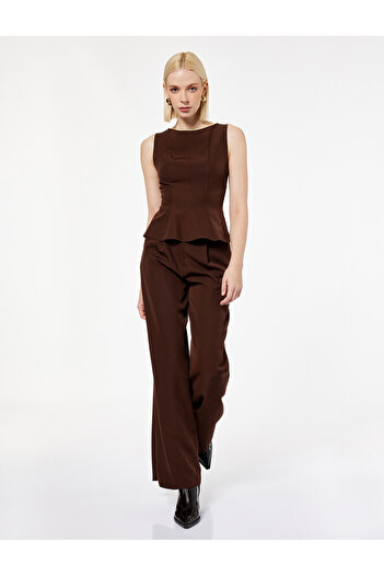Koton Crew Neck Sleeveless Peplum Blouse