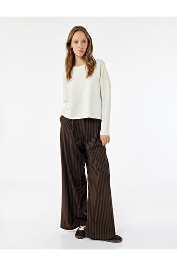 Koton Bow Tie Detail Crew Neck Long Sleeve Knitwear Sweater