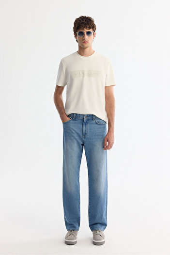 Avva Ανδρικό παντελόνι τζιν μπλε τύπου Vintage Wash Tokyo Straight Fit A42Y3535