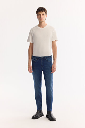 Avva Чоловічі сині джинси з ефектом старіння, еластичні, Berlin Slim Fit, модель A42Y3519