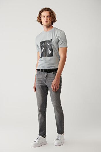Avva Чоловічі сірі джинси Berlin Slim Fit з ефектом старіння та еластичною посадкою B003508