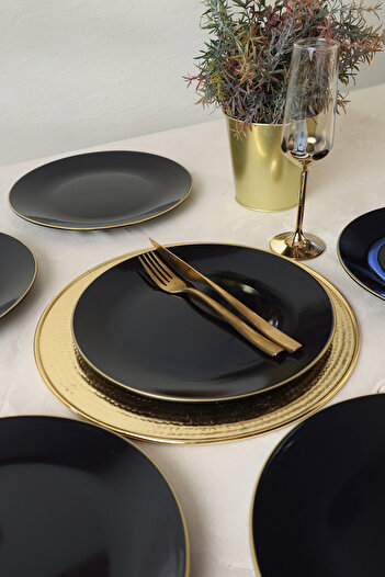 Keramika Black Gold Aegean Serving Plate 26 cm 6 Pieces