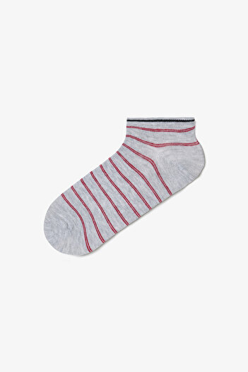 Penti Men's Gray Line Striped 5-Piece Booties Socks