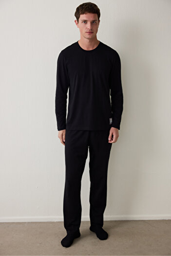 Penti Anthracite Men's Street Oversize Comfortable Fit Long Sleeve Pajama Set