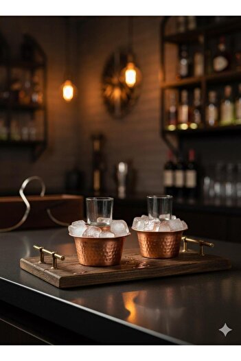 Promata 2-Piece Gift Eili Keyf Cup Holder - Copper, Alcohol Rack