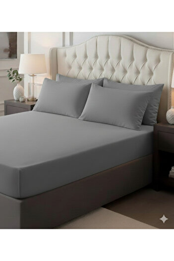 She&Co Double Size Rubberized Bed Sheet Set - 3 Pieces |   Gray
