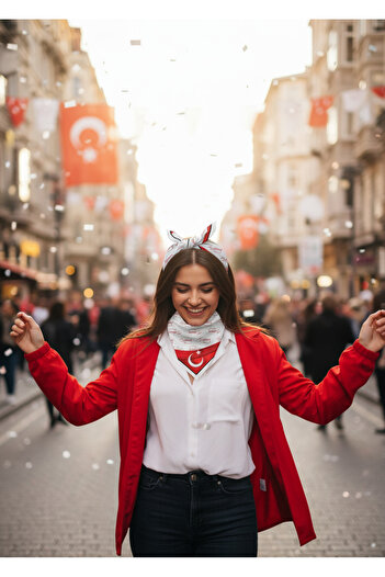 TUA 10'LU Paket K.Atatürk İmzalı Türk Bayrağı Desen Bandana/Fular