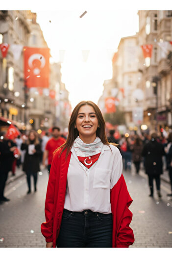 TUA K.Atatürk İmzalı Türk Bayrağı Desen Bandana/Fular