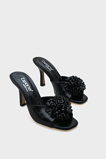 Capone Outfitters Lory Medium Heeled Floral Metallic Women's Slippers