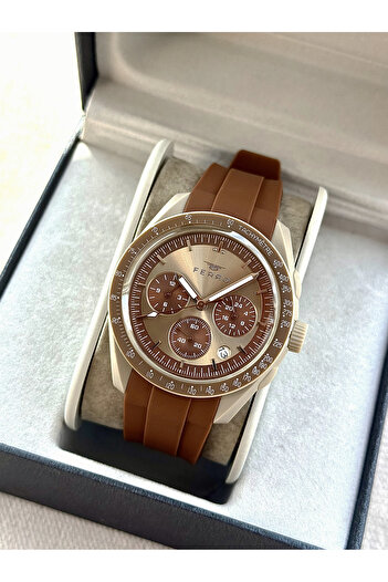 FERRO Brown Silicone Cord Wristwatch Fm11401D-F6 Functions Active 3Atm Waterproof