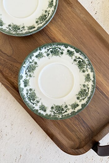 porselenden Antique green 6 kişilik 11 cm 6’lı Premium Porselen Çay Tabağı Takımı