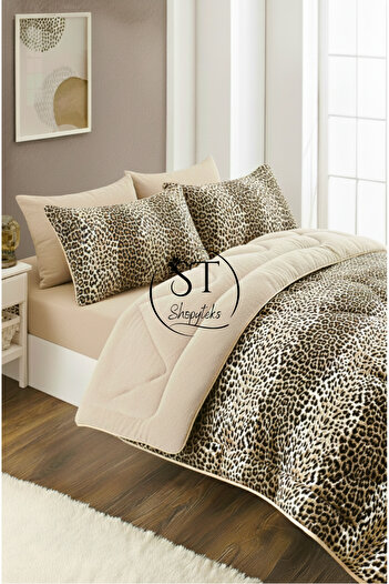 Shopyteks Leopard Patterned Welsoft Quilt - Double, Double Sided, 195X215