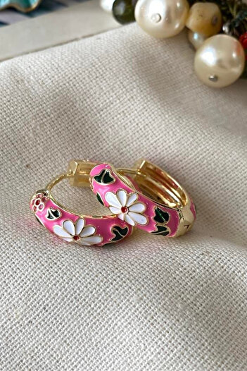 Leo'Stone Enameled Colorful Flower Motif Ring Design Does Not Tarnish or Lose Color Women's Steel Earrings