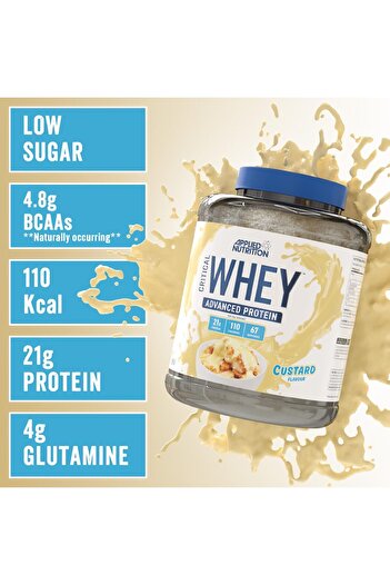 applied nutrition مزيج مصل اللبن الحرج، الكاسترد، 2 كجم، مستويات عالية من البروتين والأحماض الأمينية المتفرعة السلسلة