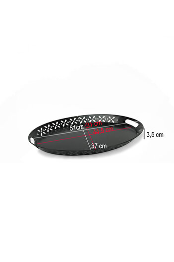 EVSTYLE Tray Metal Oval Serving IKEA Tray Black, Romantic Tray, Large Tray, Tea Coffee Tray