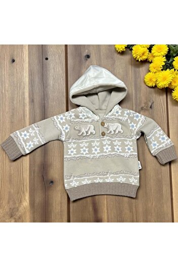 LOVE MAXX Snowy Hooded Sweatshirt Beige