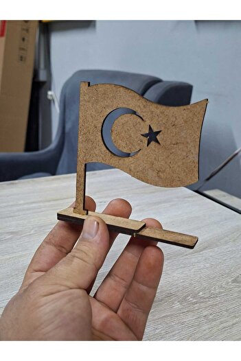 BİR LAZER Boyanabilir Türk Bayrağı Standlı Ahşap Oyuncak Etkinlik Aktivite 1 Ad