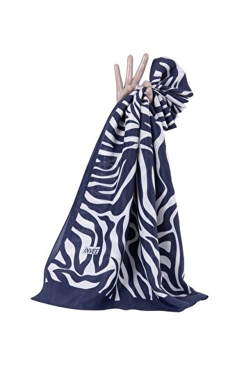 Invee Zebra Shawl Dark Blue