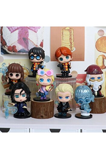 Miniso 10cm 8pcs 8pcs/set Anime Figure Hot Toys Harry Potter Handmade Anime Hermione Ronsnep Model Doll Dec