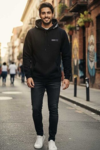 Voltaj Gavi Hooded Men's Sweatshirt Navy Blue