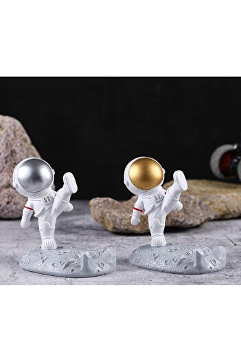 OEM Astronaut Phone Holder, Universal Desk Stand, Space Themed Decoration, for Smartphone, White/Gold