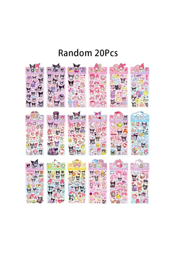 Miniso Random 20 Pcs 20Pcs Sanrio Hello Kitty Laser stickers Kuromi Cinnamoroll Melody Pochacco Pompompurin