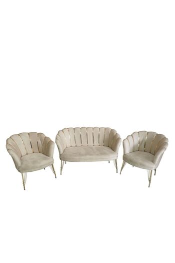 home global 2-seater sofa set with 2 armchairs good sunrise home-global cream textile 130x68 cm