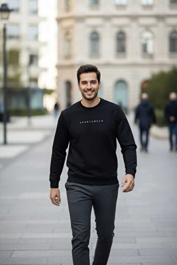 Voltaj Vialli Crew Neck Men's Sweatshirt Black
