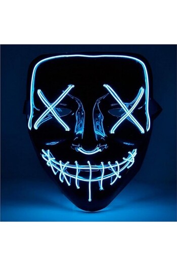 TK Gruppe Black horror mask with LED light on Halloween batteries,