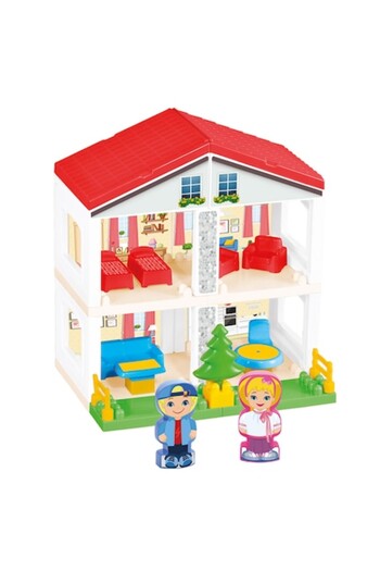 indiggo Construction Set, My Dream House, with Floor, 42 Pieces, 2 Figures, Roof and Windows, Furniture