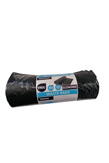 Economic Housekeeping bags 240L, 10 durable black pcs