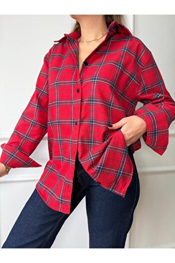 Size Özgü Red New Plaid Shirt