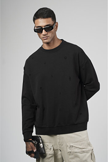 Butik Trend Biz Oversize Laser Crew Neck Men's Sweatshirt