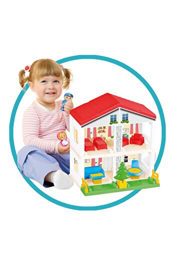 indiggo Construction Set, My Dream House, with Floor, 42 Pieces, 2 Figures, Roof and Windows, Furniture