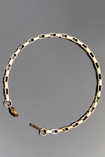 Rua Jewelry Steel Rectangular Interlocking Bracelet 3 mm Gold Color |   Non-Tarnishing, Unisex, 2 Years Warranty