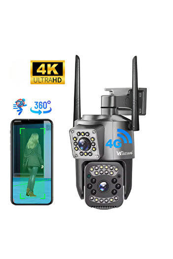 BLMAG 4G 4K 8 MP Surveillance Camera with 2 Lenses, Color Night Vision, Automatic Tracking, IP 66