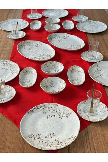 MD MİMOZA DEKOR Breakfast Set 34 Pieces for 6 People Elite