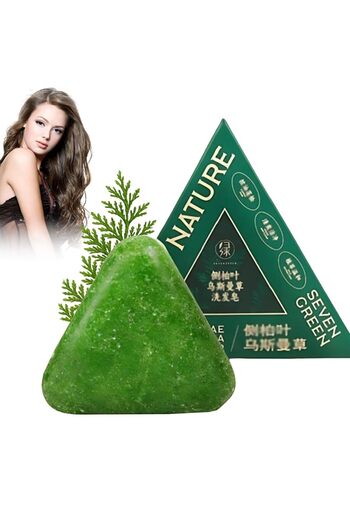 Naturales Nature Triangle Shampoo Bar, Nature Seven Green Soap Shampoo, Usman Grass Shampoo Bar, Calming & Str