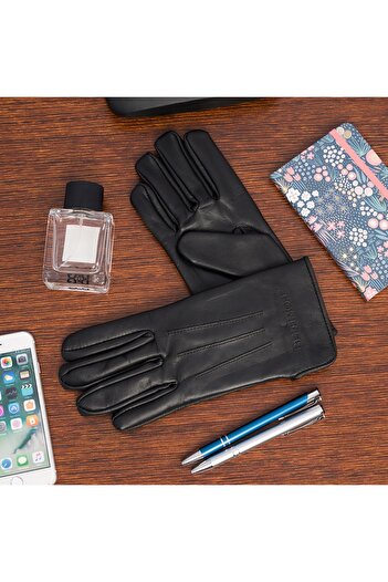 Other Men's leather gloves, fleece, classic, five-finger, warm, BELTIMORE