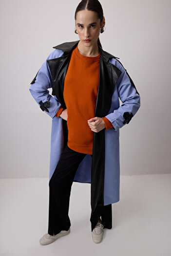 Touché Privé Leather Trimmed Trench Coat