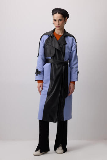 Touché Privé Leather Trimmed Trench Coat