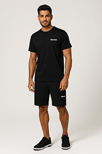 hummel Jullian Men's Comfortable Casual Sports Combination Black T-Shirt Black Shorts
