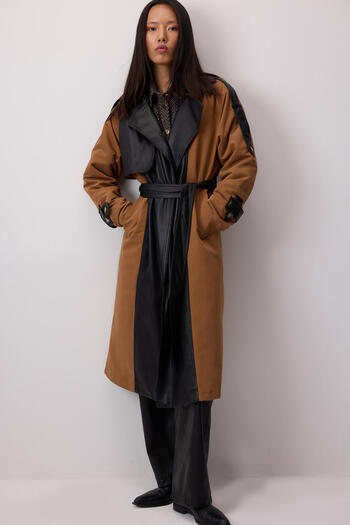Touché Privé Leather Trimmed Trench Coat