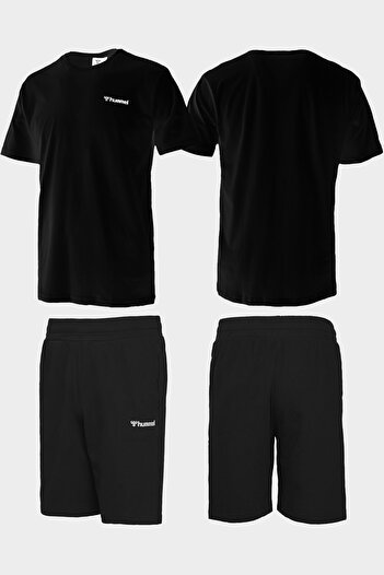 hummel Jullian Men's Comfortable Casual Sports Combination Black T-Shirt Black Shorts