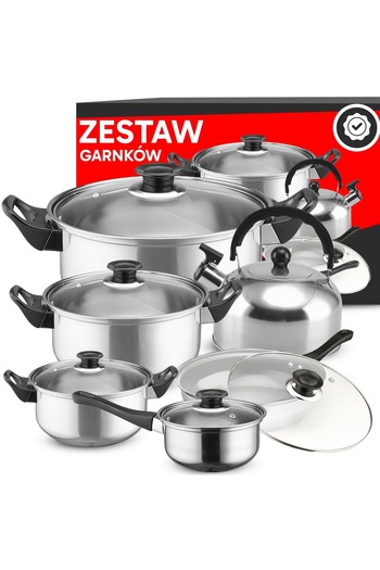 Other Zestaw garnków kuchennych z pokrywkami czajnikiem patelnią GAZ INDUKCJA - 11 el.