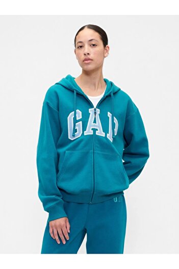 GAP Relaxed Logo Zippered Hooded Sweatshirt